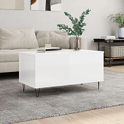 Maison Chic Tabls basse,Table Console pour salon Blanc brillant 90x44,5x45 cm Bois d'ingénierie -MN89861