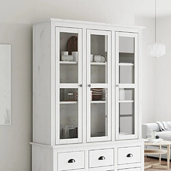 vidaXL Armoire avec portes vitrées BODO blanc bois de pin massif