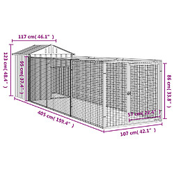 vidaXL Niche pour chien avec toit gris clair acier galvanisé pas cher