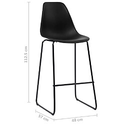 vidaXL Chaises de bar lot de 2 noir plastique pas cher