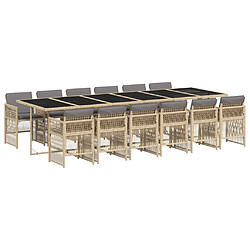 vidaXL Ensemble à manger de jardin et coussins 13 pcs mélange beige