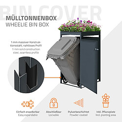 ML-Design Abri pour 1 poubelle 240L en acier anthracite 68x80x124 cm box avec jardinière