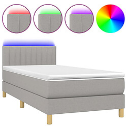 vidaXL Sommier à lattes de lit avec matelas et LED Gris clair 90x200cm