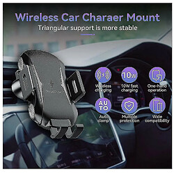 Chrono Chargeur de voiture sans fil, 10W Qi Fast Chargeur de voiture sans fil avec capteur automatique Support de téléphone de voiture Vent Mount pour iPhone 13/12/11/X et Pro seies, Samsung Galaxy S10/S20/21 (Noir) pas cher