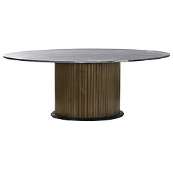 Pegane Table à manger, table de repas ovale en marbre coloris noir - longueur 200 x profondeur 110 x Hauteur 76 cm