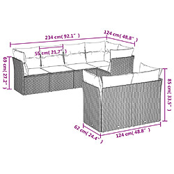 Avis vidaXL Salon de jardin avec coussins 7 pcs gris résine tressée