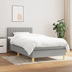 Maison Chic Structures de lit + matelas,Lit à sommier tapissier avec matelas Gris clair 80x200 cm Tissu -MN43759