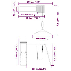 vidaXL Aire de jeux d'extérieur bois massif de douglas pas cher