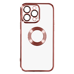 Avizar Coque iPhone 14 Pro Max Silicone Caméra Protégée Transparent Contour rose Chromé