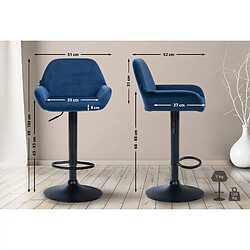 Non Lot de 2 tabourets de bar Braga velours noir