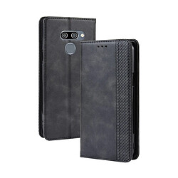 Wewoo Housse Coque Étui en cuir à boucle magnétique avec rétro pour Crazy Horse Texture horizontale LG K50 / LG Q60avec support et fentes cartes et cadre photo Noir