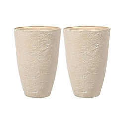 Beliani Lot de 2 pots de fleurs 51 x 51 x 71 cm beige CAMIA