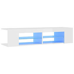 Maison Chic Meubles TV avec lumières LED - Banc TV pour salon blanc brillant 135x39x30 cm -MN43809