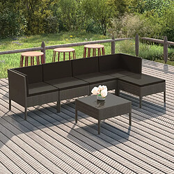 Maison Chic Salon de jardin 6 pcs + coussins - Mobilier/Meubles de jardin - Table et chaises d'extérieur Résine tressée Gris -MN92610