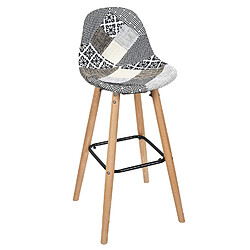 Toilinux Lot de 2 Tabourets de bar Patchwork - Beige et Gris pas cher