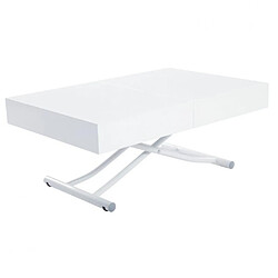 Inside 75 Table basse relevable extensible ALBATROS design blanc brillant