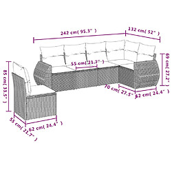 Avis vidaXL Salon de jardin avec coussins 6 pcs marron résine tressée