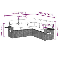 Avis Maison Chic Salon de jardin 5 pcs avec coussins | Ensemble de Table et chaises | Mobilier d'Extérieur noir résine tressée -GKD13924