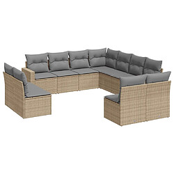 vidaXL Salon de jardin 11 pcs avec coussins beige résine tressée