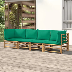 Maison Chic Salon de jardin 4 pcs + coussins - Mobilier/Meubles de jardin - Table et chaises d'extérieur vert bambou -MN58757