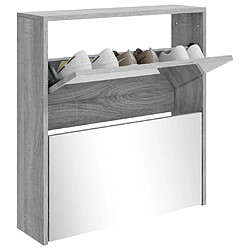 Avis Maison Chic Armoire à chaussures | Meuble de rangement à chaussures Meuble d'Entrée miroir 2 niveaux Sonoma gris 63x17x67 cm -MN84323