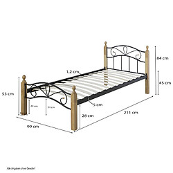 Avis Homestyle4U Lit en métal 90x200 avec matelas sommier à lattes