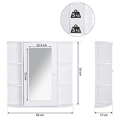 Avis Homcom Armoire murale salle de bain armoire à glace placard de rangement toilettes 1 porte + étagères latérales MDF blanc