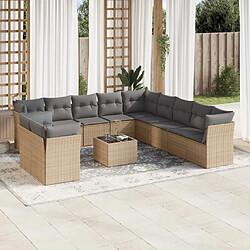 Maison Chic Salon de jardin avec coussins 12 pcs | Ensemble de Table et chaises | Mobilier d'Extérieur beige résine tressée -GKD38852