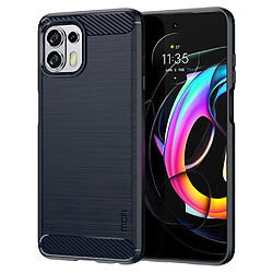 Coque en TPU MOFI texture en fibre de carbone bleu pour votre Motorola Edge 20 Lite/Edge 20 Fusion