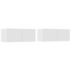 Maison Chic Meubles TV 2 pcs pour salon Blanc 80x30x30 cm Bois d'ingénierie -MN88056