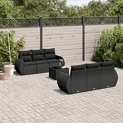 Maison Chic Salon de jardin 7 pcs avec coussins | Ensemble de Table et chaises | Mobilier d'Extérieur noir résine tressée -GKD14466