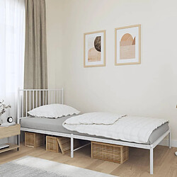 vidaXL Cadre de lit métal sans matelas et tête de lit blanc 100x200 cm 