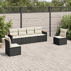 vidaXL Salon de jardin 6 pcs avec coussins noir résine tressée