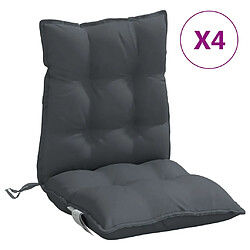 vidaXL Coussins de chaise à dossier bas lot de 4 anthracite