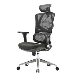 Decoshop26 Fauteuil de bureau support lombaire ergonomique dossier haut accoudoirs en maille noir 04_0006220