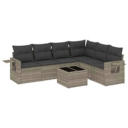 vidaXL Salon de jardin avec coussins 7 pcs gris clair résine tressée