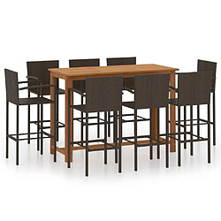 Maison Chic Table de bar et chaises d'extérieur 9 pcs,Ensemble de bar de jardin pour relax Marron -GKD236800