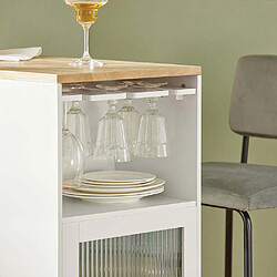 SoBuy FWT99-WN Table de Bar, Table Haute de Bar, Table de Cuisine, Table à Manger, Table Bistro, Mange-Debout avec 1 Porte et Porte-Verre pas cher