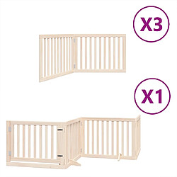 vidaXL Barrière pour chien porte pliable 10 panneaux bois de peuplier