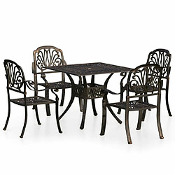 Maison Chic Table de bistro et chaises d'extérieur 5 pcs,Ensemble de bistro de jardin pour relax Aluminium coulé Bronze -GKD144671