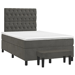 Maison Chic Lit adulte- Lit + matelas,Sommier à lattes de lit et matelas gris foncé 120x190cm velours -GKD86034