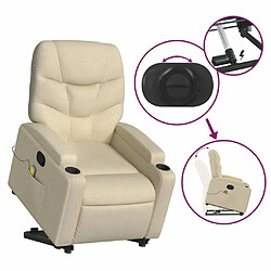 Maison Chic Fauteuil Relax pour salon, Fauteuil inclinable de massage Crème Tissu -GKD92189 pas cher