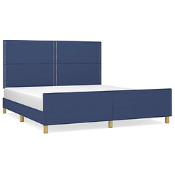 Maison Chic Cadre/structure de lit avec tête de lit pour adulte - Lit Moderne Chambre Bleu 160x200 cm Tissu -MN86877