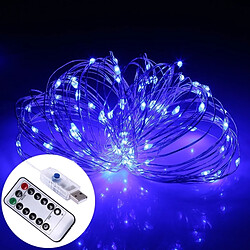 Wewoo Guirlande argent 10m 100 LEDs 8 Modes USB Fil Chaîne Lumière Fée Lampe Décorative avec 13 touches Télécommande, DC 5V Bleue