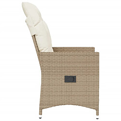 Acheter vidaXL Chaise inclinable de jardin avec coussins beige résine tressée