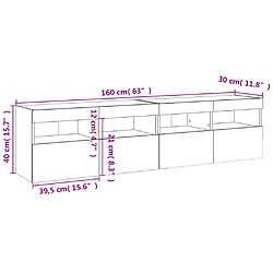 vidaXL Meubles TV muraux avec lumières LED 2 pcs blanc 80x30x40 cm pas cher