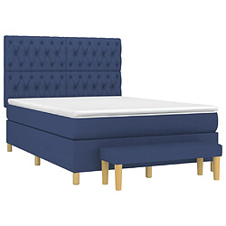 Avis Maison Chic Lit Adulte - Lit simple Lit à sommier tapissier avec matelas moelleux - Meuble de Chambre - Bleu 140x190 cm Tissu -MN86556