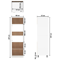 vidaXL Armoire de réfrigérateur Blanc 60x57x207 cm Bois d'ingénierie pas cher