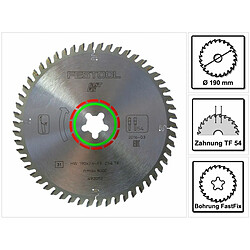 Festool Lame de scie circulaire spéciale HW 190x2,6 FF Fast Fix TF54 190 mm 54 dents ( 492052 )