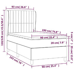 vidaXL Sommier à lattes de lit et matelas Crème 90x190 cm Tissu pas cher